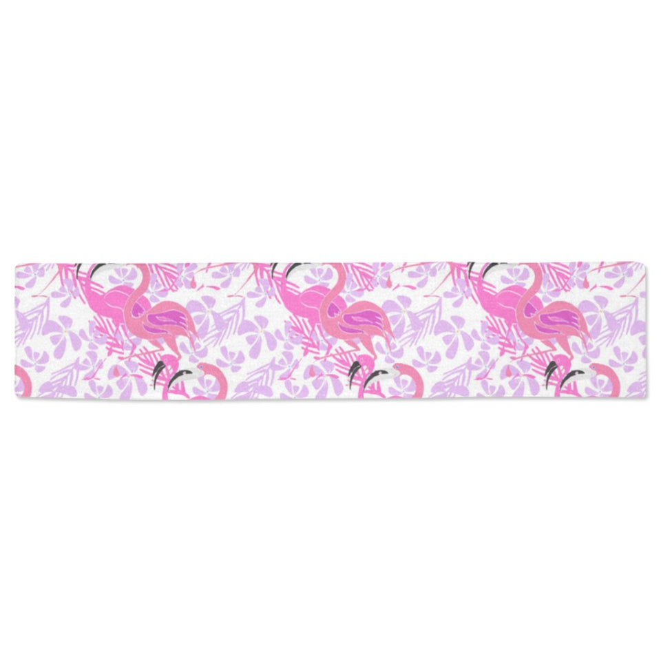 Pink flamingo flower pattern Table Runner