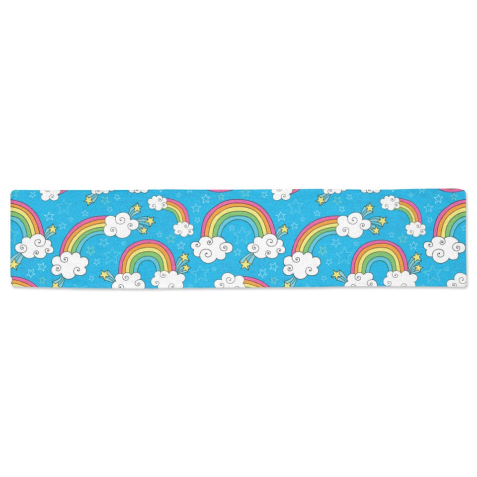 Rainbows Sky Clouds Pattern Table Runner