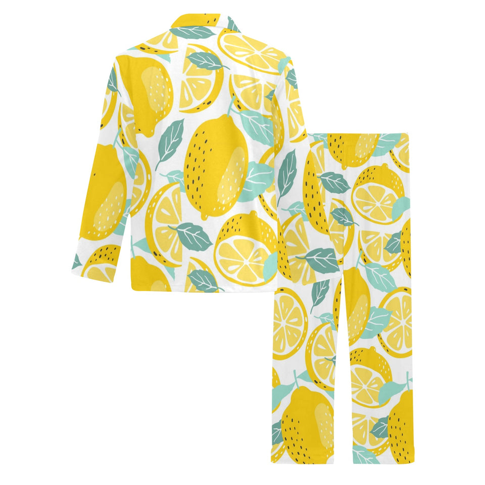 lemon design pattern Men's Long Pajama Set