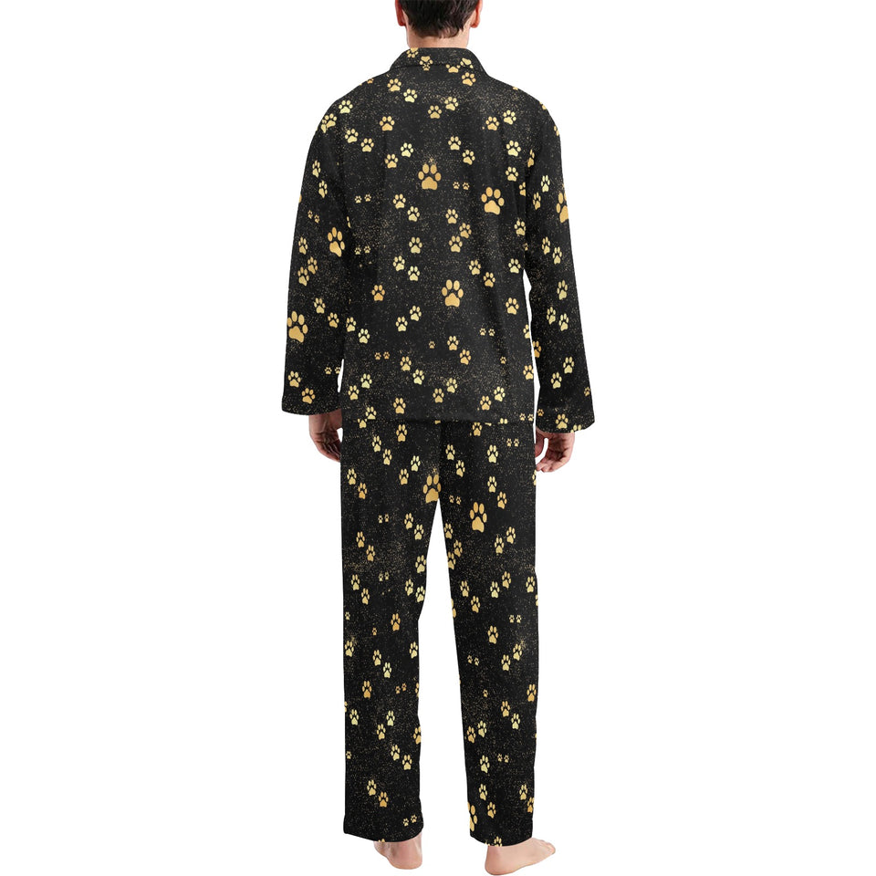 Dog Paws Pattern Print Design 05 Men's Long Pajama Set