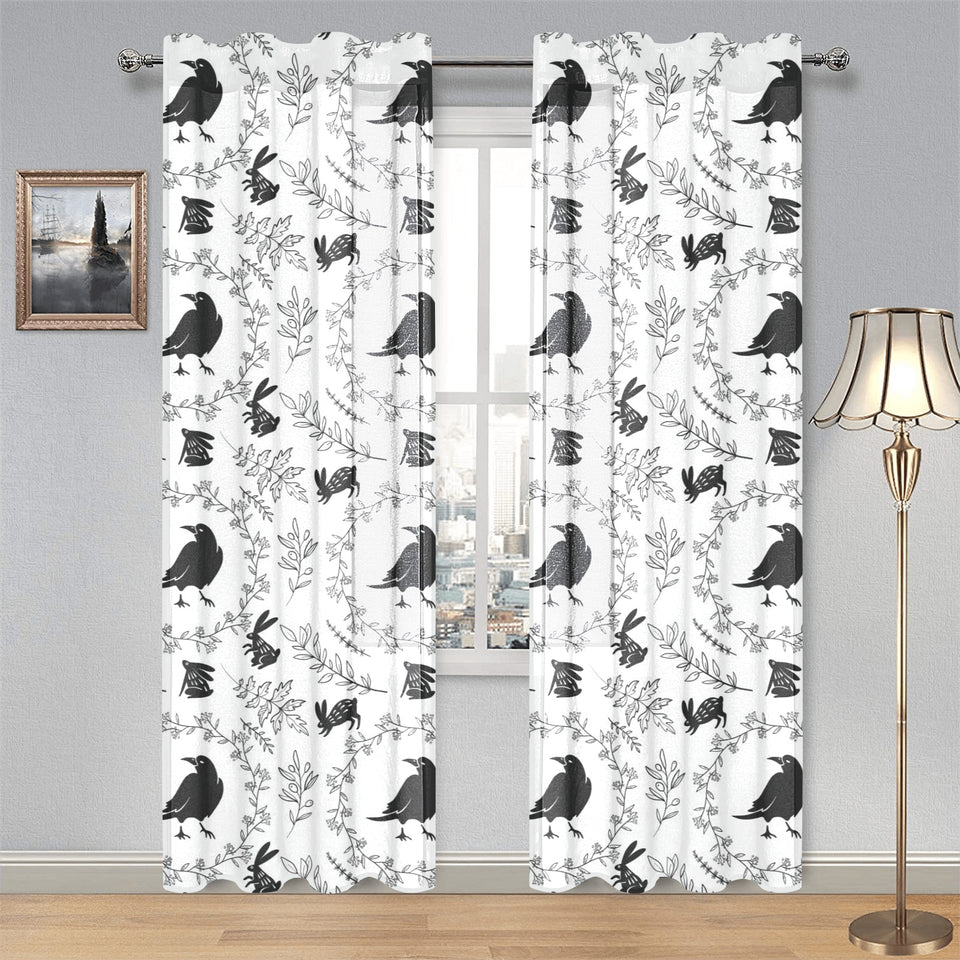 Crows floral wreath rabbit pattern Gauze Curtain