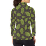 Hop pattern black background Women's Long Sleeve Polo Shirt