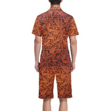 cacao beans tribal polynesian pattern Men's V-Neck Short Pajama Set