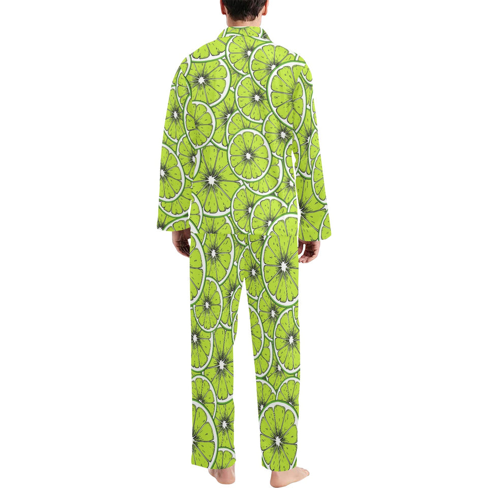 Slices of Lime design pattern Men's Long Pajama Set