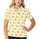 oranges leaves pattern Women's All Over Print Polo Shirt