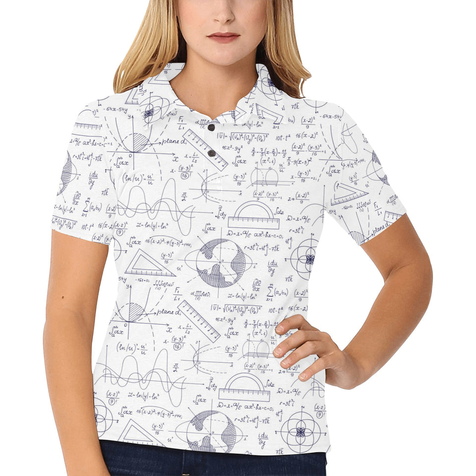 Math Pattern Print Design 03 Women's All Over Print Polo Shirt
