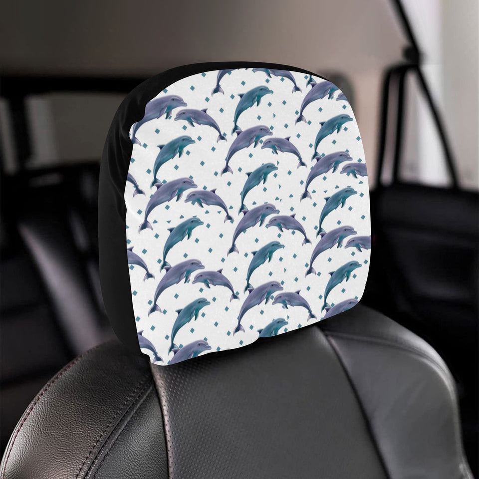 Dolphins pattern dotted background Car Headrest Cover