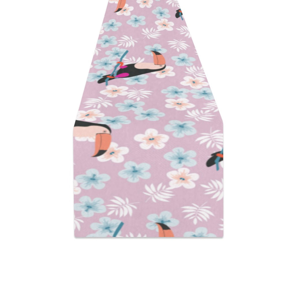 Beautiful toucan flower leaves Table Runner