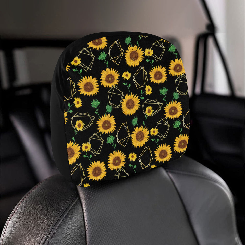 sunflower golden polygonal shapes Car Headrest Cover