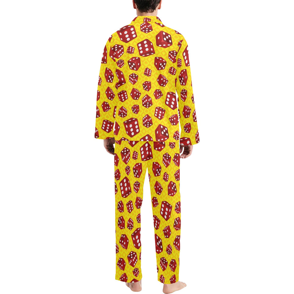 Dice Pattern Print Design 04 Men's Long Pajama Set