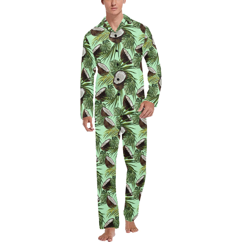 Coconut Pattern Print Design 02 Men's Long Pajama Set