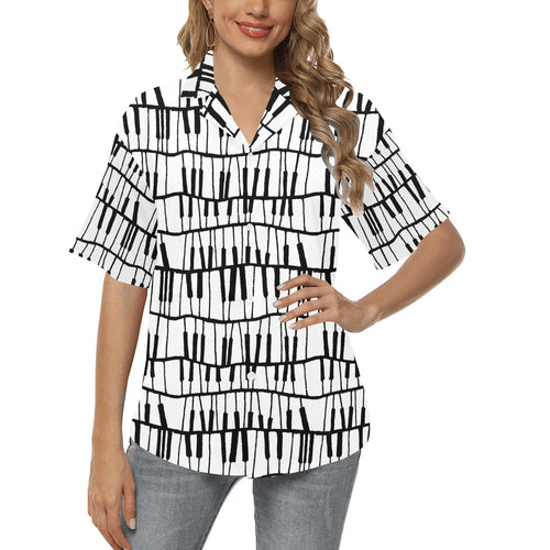 Piano Pattern Print Design 03 Women's All Over Print Hawaiian Shirt