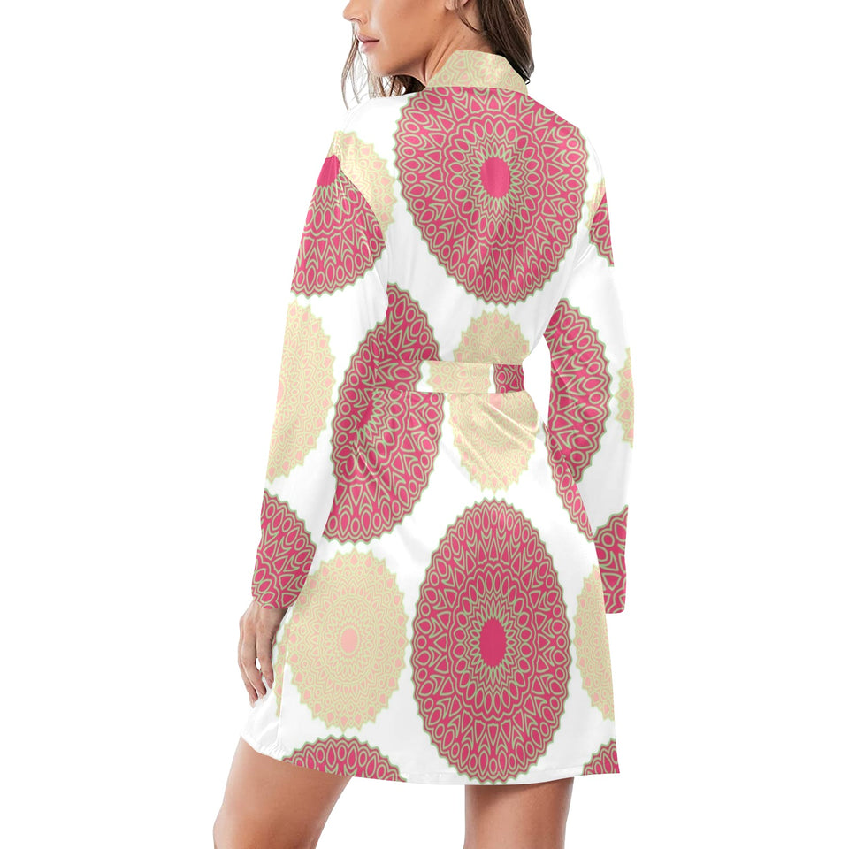 Circle indian pattern Women's Long Sleeve Belted Night Robe