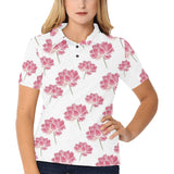 Pink lotus waterlily pattern Women's All Over Print Polo Shirt