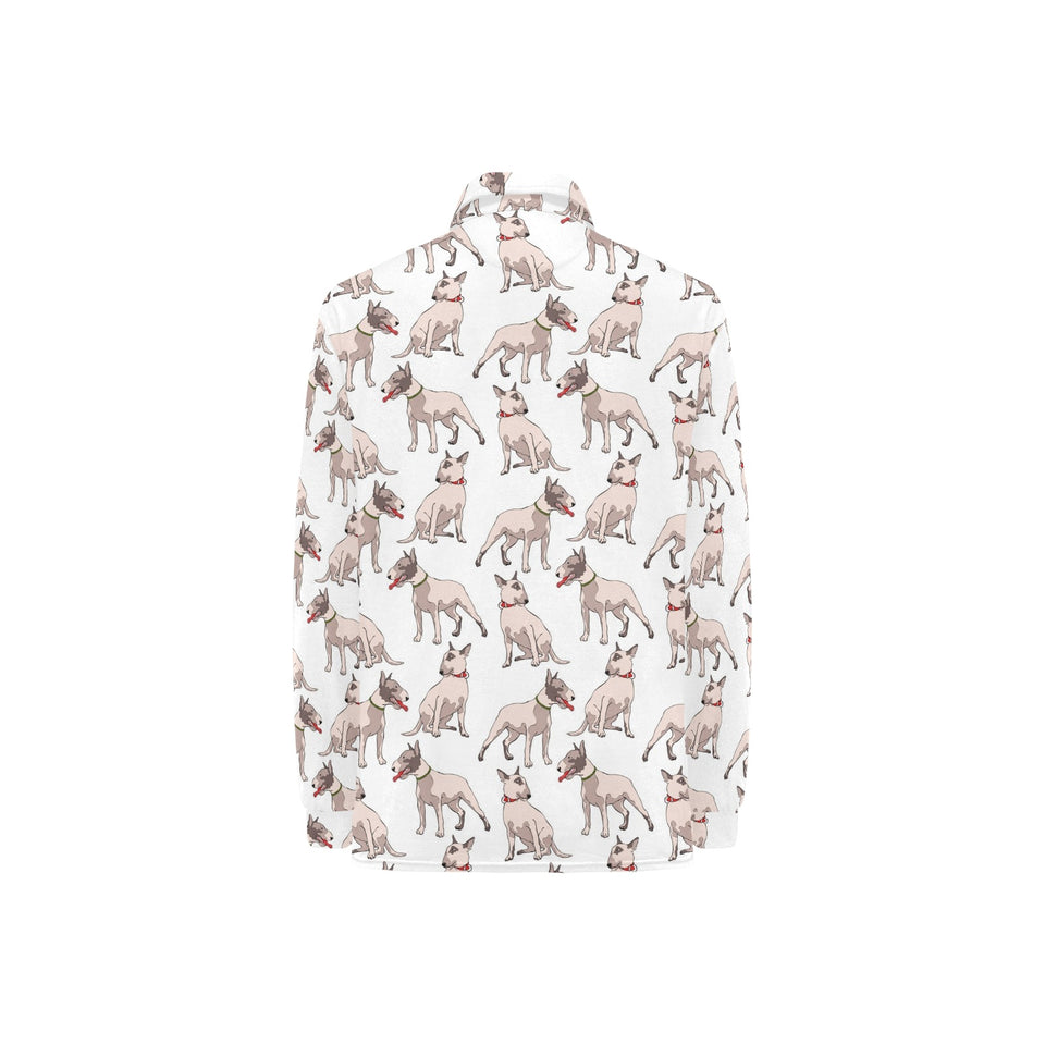 Bull Terrier Pattern Print Design 04 Women's Long Sleeve Polo Shirt