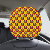 Daruma japanese wooden doll yellow background Car Headrest Cover