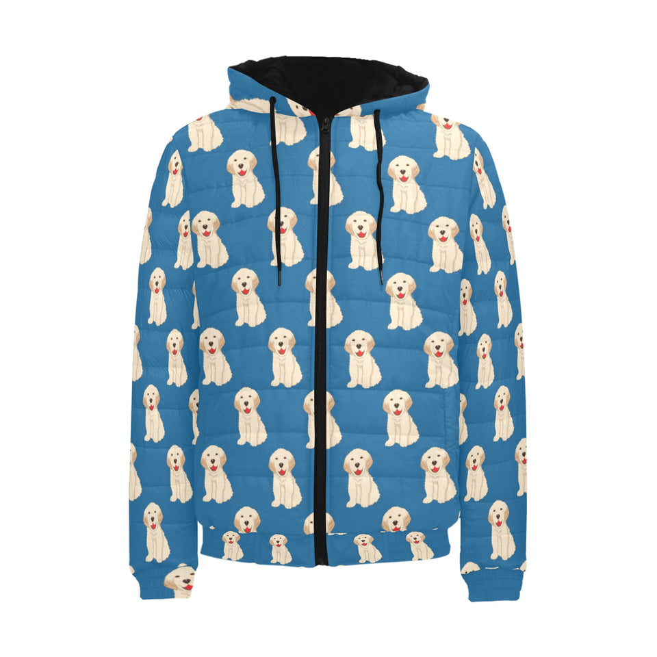 Golden Retriever Pattern Print Design 03 Men's Padded Hooded Jacket