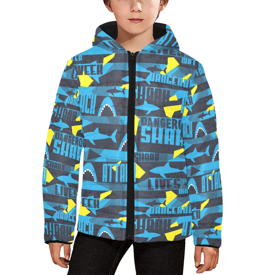 Shark dangerous Kids' Boys' Girls' Padded Hooded Jacket