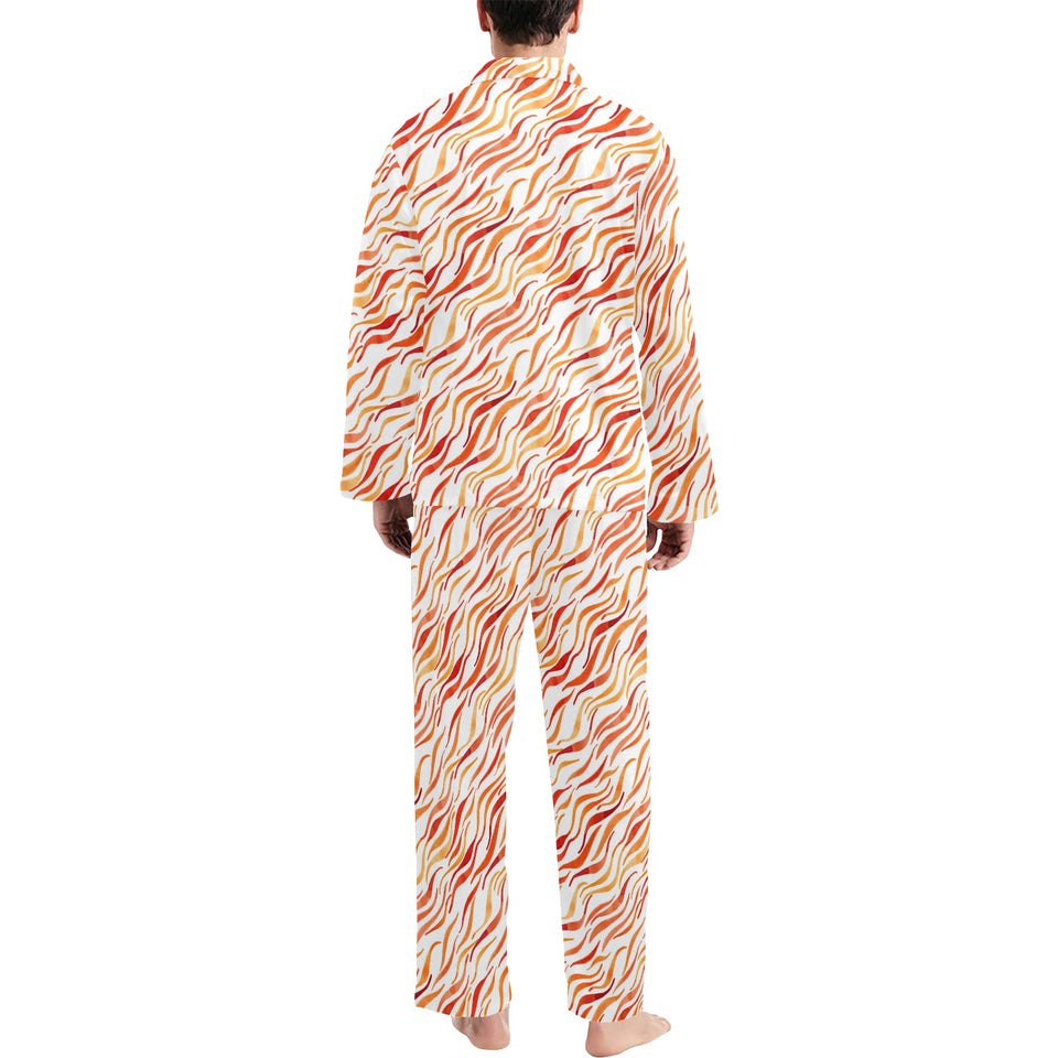 Fire flame watercolor pattern Men's Long Pajama Set