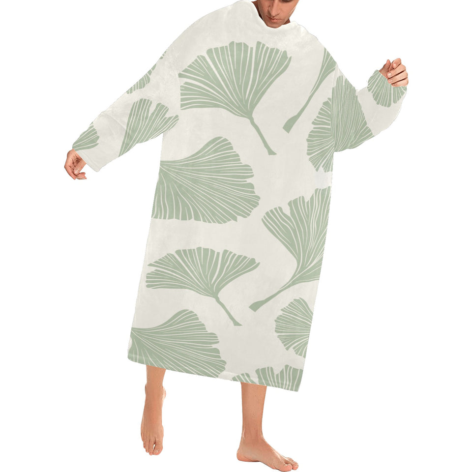 Ginkgo leaves pattern Blanket Robe with Sleeves