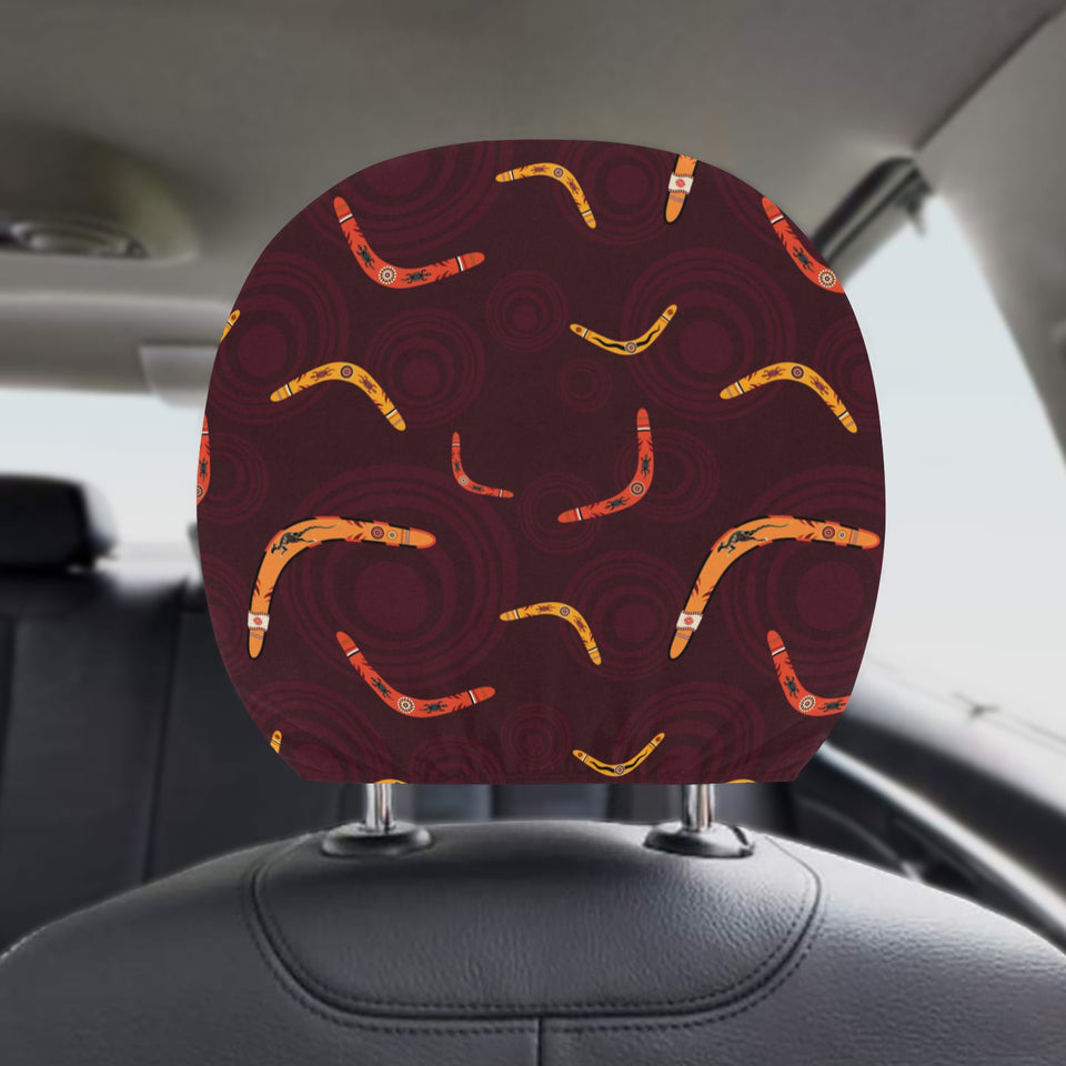 Boomerang Australian aboriginal ornament circle bl Car Headrest Cover