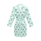 Kangaroo pattern background Women's Long Sleeve Belted Night Robe