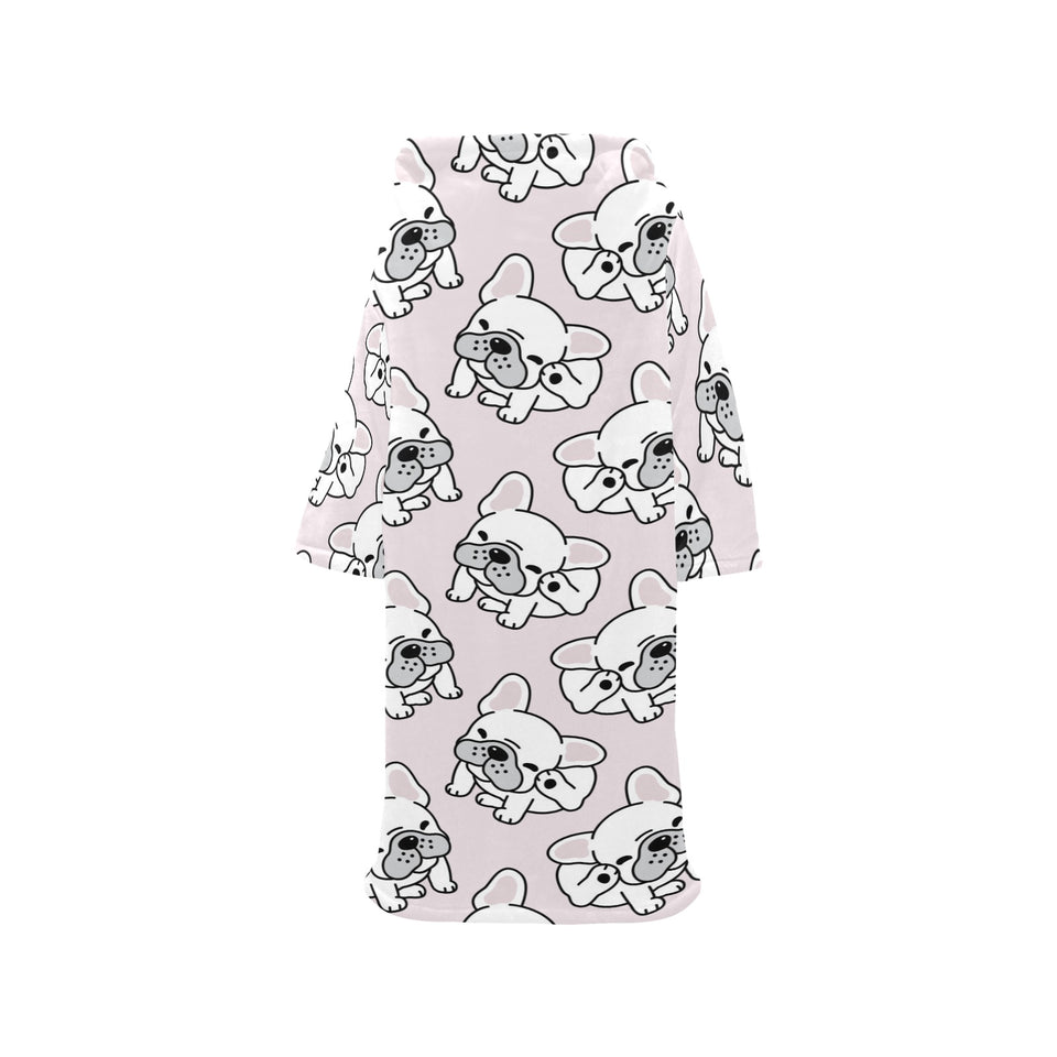 Cute french bulldog pattern Blanket Robe with Sleeves