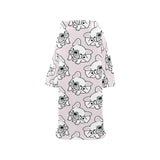 Cute french bulldog pattern Blanket Robe with Sleeves