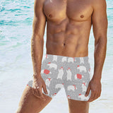 Cute polar bear christmas snow pattern Men's Swimming Trunks