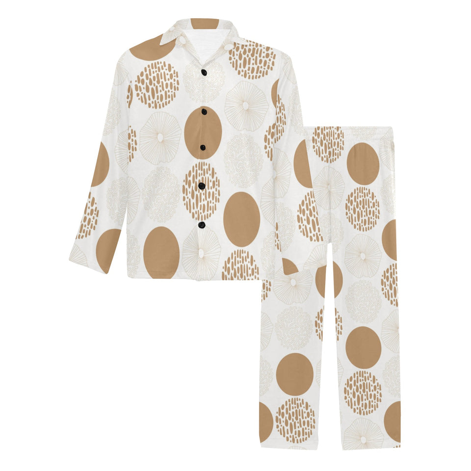 Gold Texture mushroom pattern Men's Long Pajama Set
