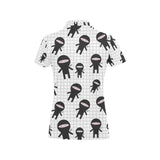 Ninja pattern plaid background Women's All Over Print Polo Shirt