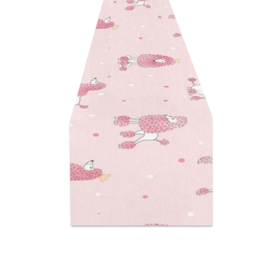 Poodle dog pink color theme Table Runner