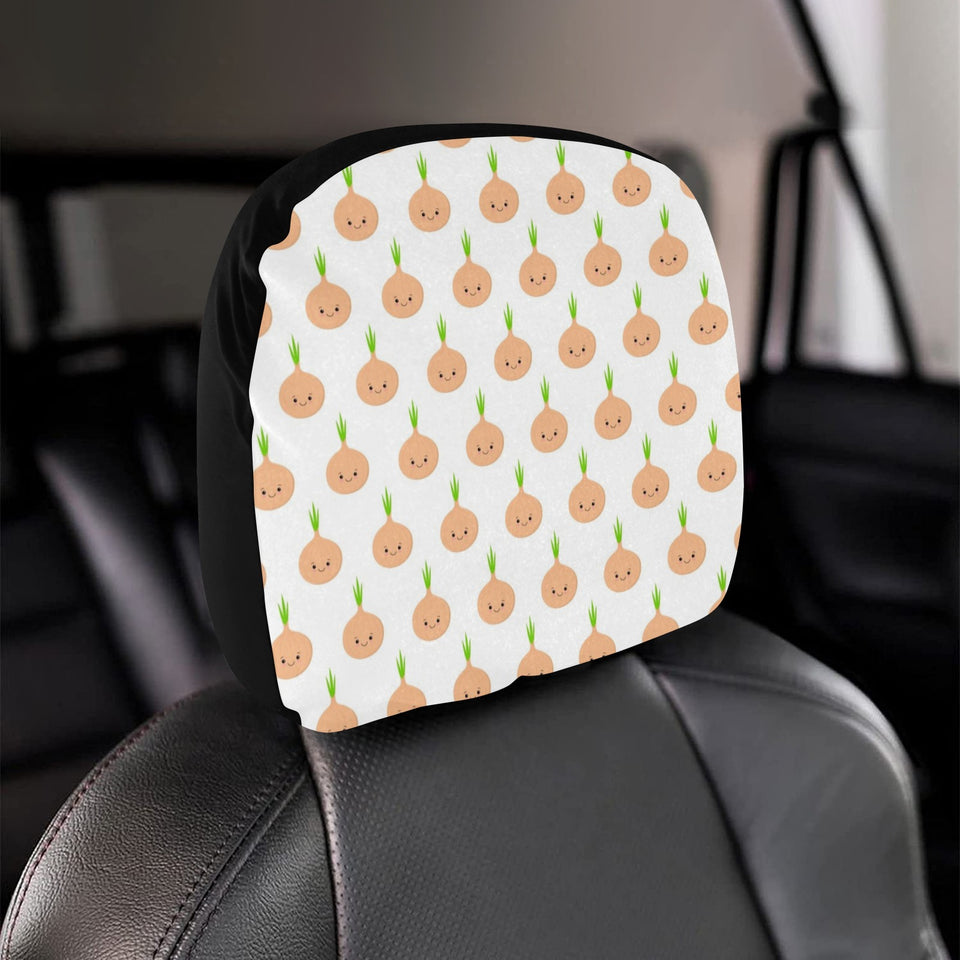 cute onions smiling faces Car Headrest Cover
