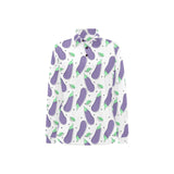 Eggplant Pattern Print Design 05 Women's Long Sleeve Polo Shirt
