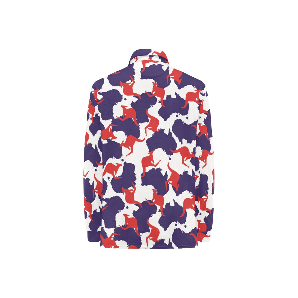 Kangaroo Australian pattern Women's Long Sleeve Polo Shirt