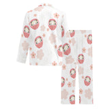 Daruma japanese wooden doll cherry blossom flower Men's Long Pajama Set