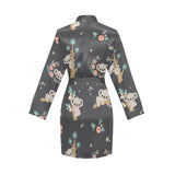 Cute koala pattern Women's Long Sleeve Belted Night Robe