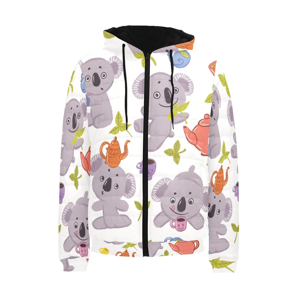 Cute koalas teapots tea Men's Padded Hooded Jacket