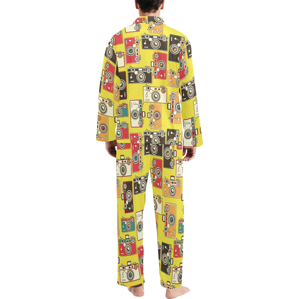 Camera Pattern Print Design 02 Men's Long Pajama Set