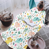 Cute elephants palm tree flower butterfly pattern Blanket Robe with Sleeves