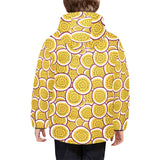 Passion fruits slice pattern Kids' Boys' Girls' Padded Hooded Jacket