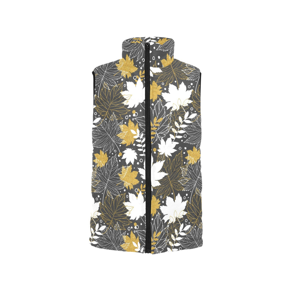 Beautiful gold autumn maple leaf pattern Men's Padded Vest