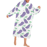 Eggplant Pattern Print Design 05 Blanket Robe with Sleeves