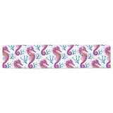 Purple seahorse blue coral pattern Table Runner