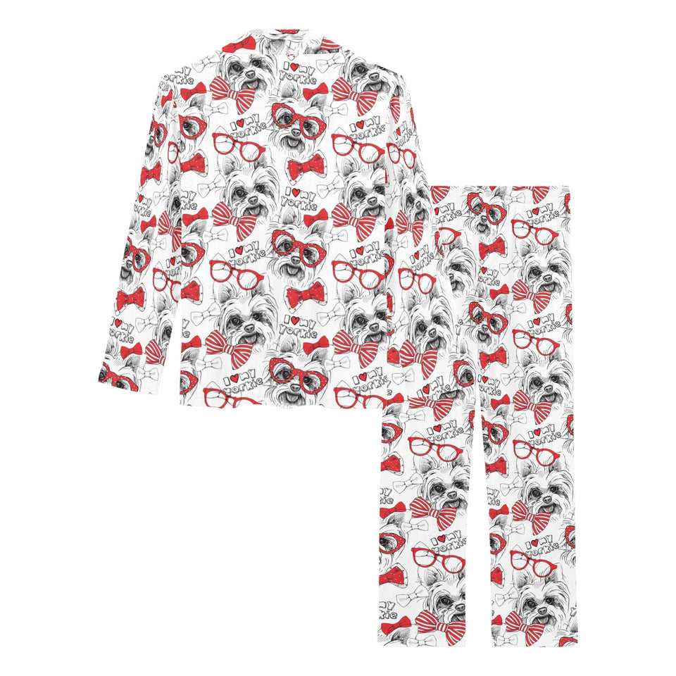 Yorkshire Terrier Pattern Print Design 04 Women's Long Pajama Set