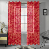 Gold dragons red background Gauze Curtain