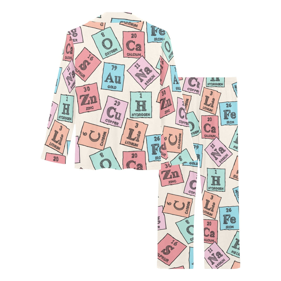 Chemistry Periodic Table Pattern Print Design 02 Women's Long Pajama Set