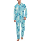 Blue starfish coral reef pattern Men's Long Pajama Set
