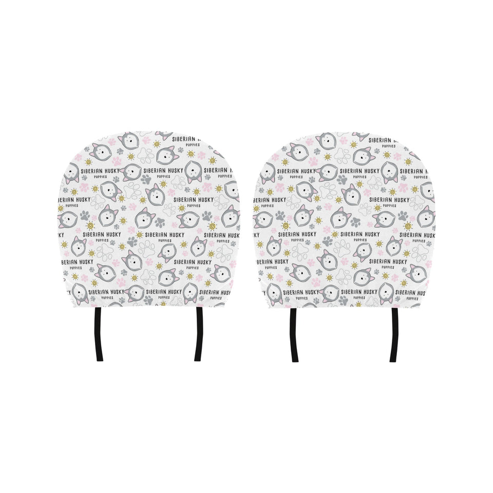 Siberian Husky design pattern Car Headrest Cover
