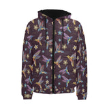 Hummingbird Pattern Print Design 04 Men's Padded Hooded Jacket